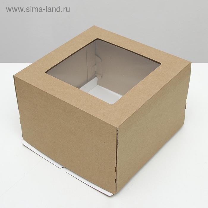 Кондитерская упаковка, с окном, крафт, 30 х 30 х 20 см Кондитерская упаковка, с окном, крафт, 30 х 30 х 20 см