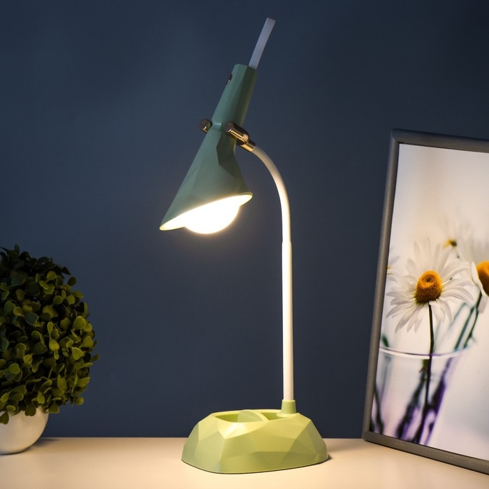 Настольная лампа Настольная лампа "Делсер" LED 3Вт USB АКБ зелёный 14х13х39 см RISALUX