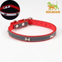 Ошейник с косточками светоотражающий, 37 х 1,3 см, ОШ 26-33, красный Ошейник с косточками светоотражающий, 37 х 1,3 см, ОШ 26-33, красный