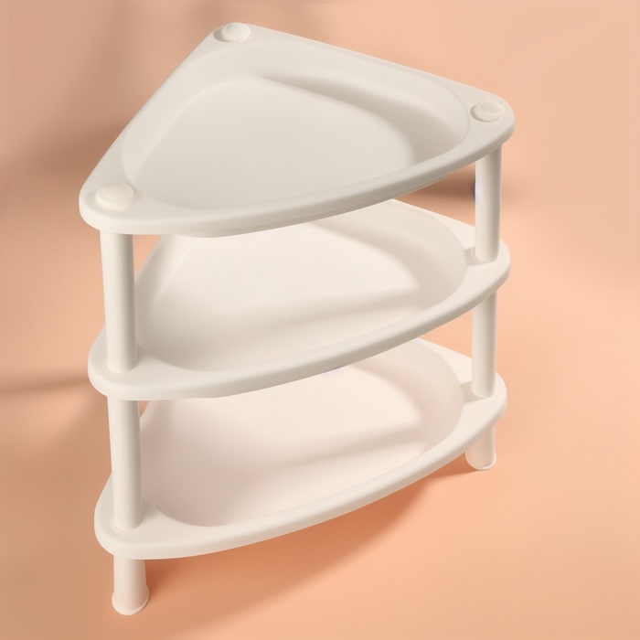 Органайзер для хранения косметики, угловой, 3 секции, 28&times;19.5&times;29 см, белый