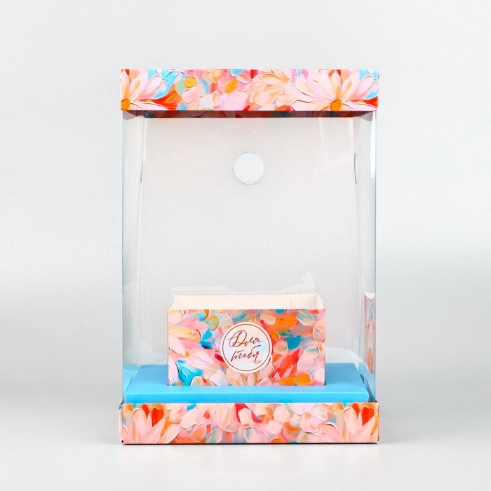 Коробка для цветов с вазой и PVC окнами складная &laquo;Весенние цветы&raquo;, 16 х 23 х 16 см
