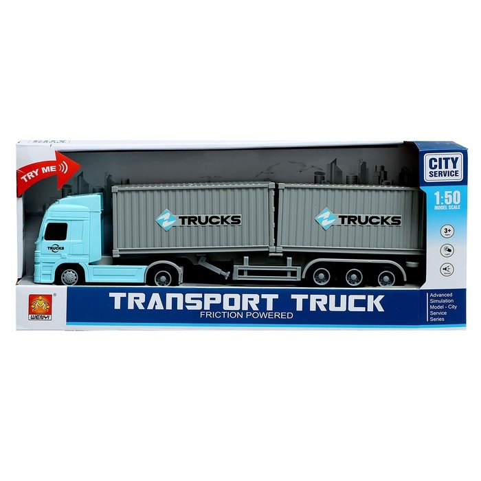 Грузовик инерционный «Контейнеровоз», 1:50, свет, звук Грузовик инерционный «Контейнеровоз», 1:50, свет, звук