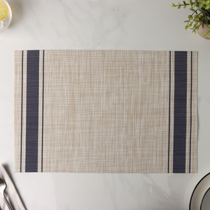 Салфетка сервировочная на стол «Две полосы», 45×30 см, цвет синий Салфетка сервировочная на стол «Две полосы», 45×30 см, цвет синий