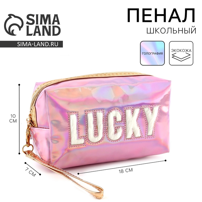 Пенал школьный &laquo;1 сентября: Lucky&raquo;, иск. кожа, 18 х 10 х 7 см, розовый цвет