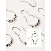 Набор крючков для штор Доляна, 12 шт, цвет хромированный Набор крючков для штор Доляна, 12 шт, цвет хромированный