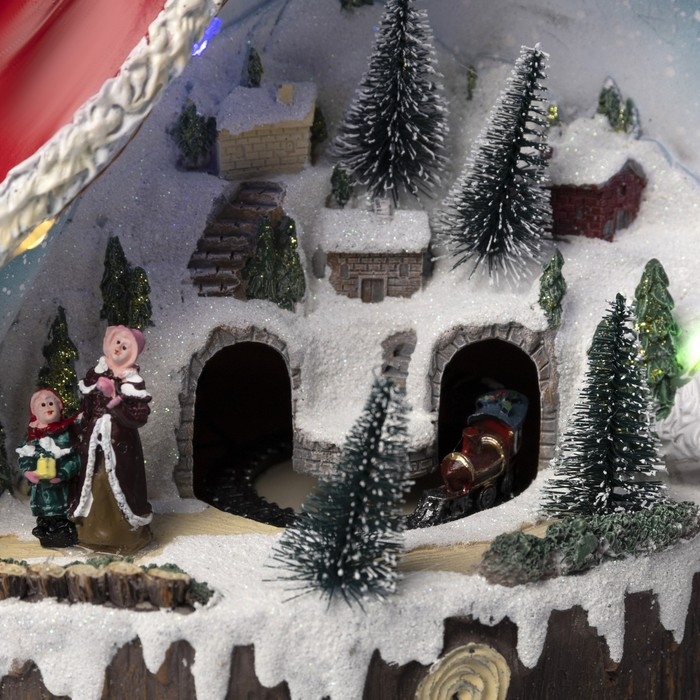 Светодиодная фигура &laquo;Дед Мороз и паровоз&raquo; 23 &times; 32 &times; 16 см, полистоун, батарейки ААх3 (не в комплекте), USB, свечение мульти (RGB)