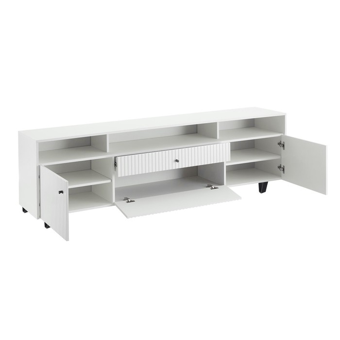 Тумба под ТВ Оливия, 2000х426х668,цвет белый / белый глянец