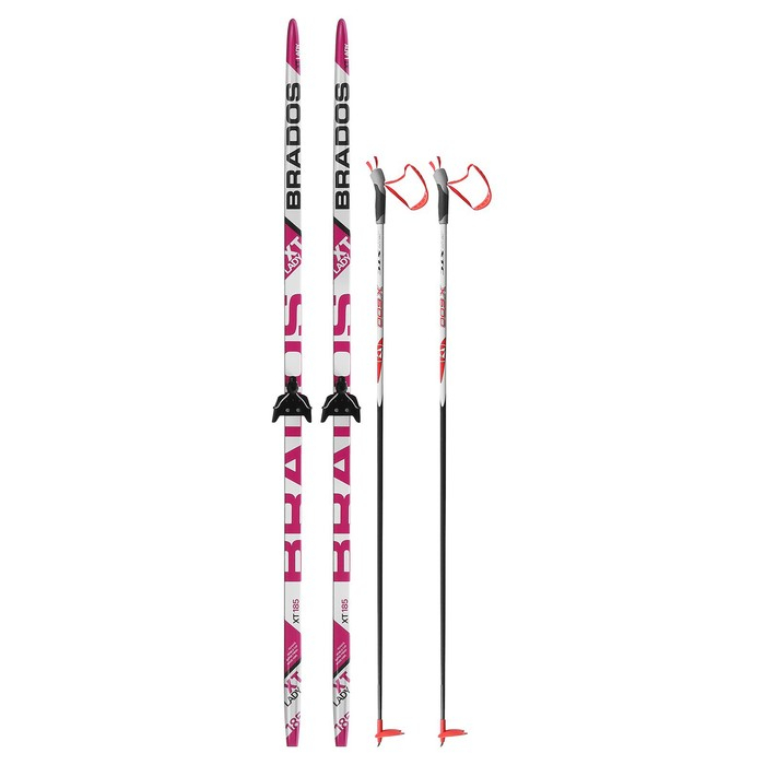 Комплект лыжный: пластиковые лыжи 185 см с насечкой, стеклопластиковые палки 145 см, крепления NN75 мм, цвета МИКС Комплект лыжный: пластиковые лыжи 185 см с насечкой, стеклопластиковые палки 145 см, крепления NN75 мм, цвета МИКС