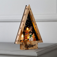 Светодиодная фигура &laquo;Снеговик&raquo; 14 &times; 22.5 &times; 4 см, дерево, батарейки АААх2 (не в комплекте), свечение тёплое белое