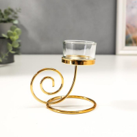 Подсвечник металл, стекло на 1 свечу "Спиралька" золото 12,5х9,8х8 см Подсвечник металл, стекло на 1 свечу "Спиралька" золото 12,5х9,8х8 см