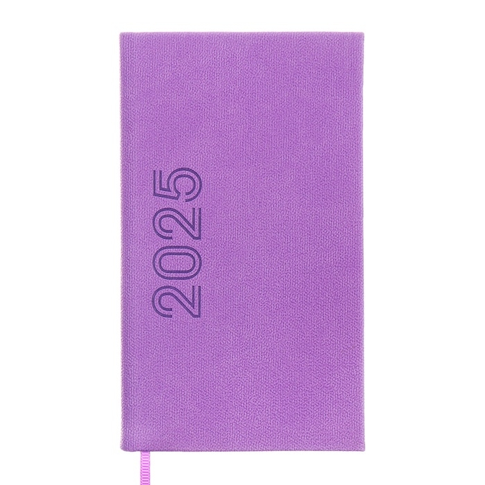 Еженедельник датированный 2025 года, 85х145 мм, 64 листа ESCALADA, твердая обложка из искусственной кожи, блинтовое тиснение, блок 70 г/м&sup2;, сиреневый