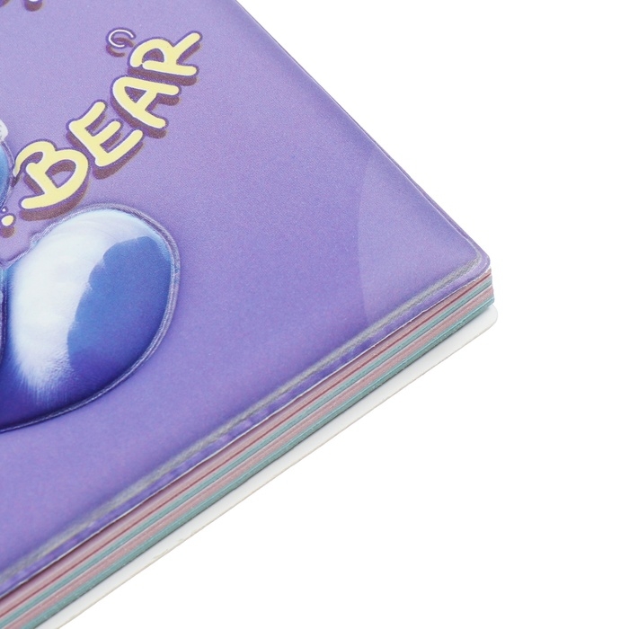 Записная книжка подарочная на гребне 80л,линия, цветной блок,обложка ПВХ 3D Мишка(17,6х13,5см)   105