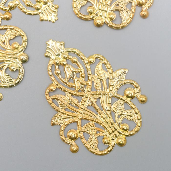 Декоративный элемент Декоративный элемент "Орнамент", цвет золото 3,5х4,8 см