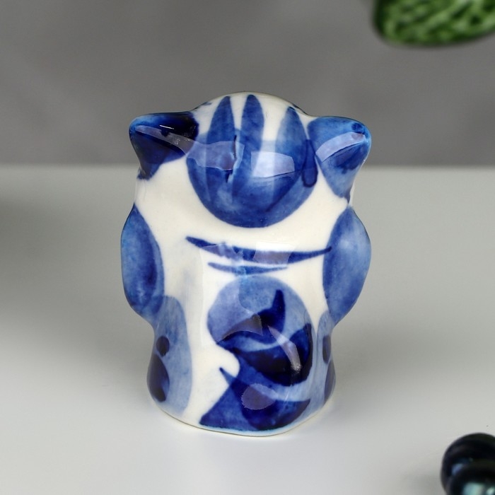 Сувенир &laquo;Кот с бантом&raquo;, 3,5 см, гжель