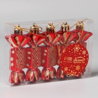 Украшение ёлочное "Конфеты геометрия" (набор 5 шт)1,5х7 см, красный