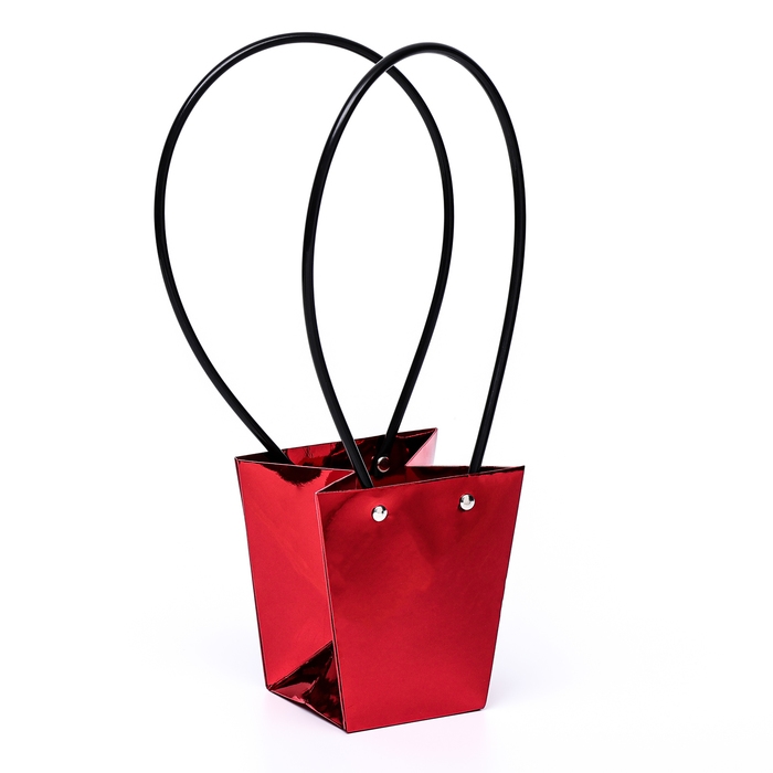 Сумка для цветов Красная влагостойкая, 12x12-8x8-12.5 см Сумка для цветов Красная влагостойкая, 12x12-8x8-12.5 см