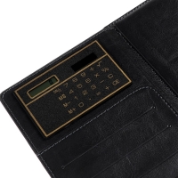 Ежедневник недатированный,формат А5, 140 листов, в клетку, обложка кожзам, с хлястиком, с калькулятором, чёрный