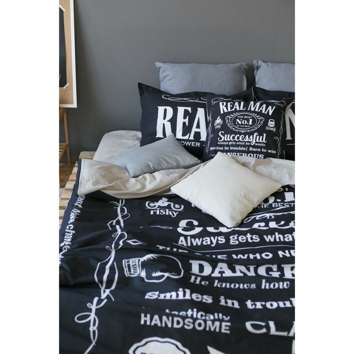 Постельное бельё "Этель" 2 сп Real Man 175х215 см, 200х220 см, 50х70+3 см - 2 шт