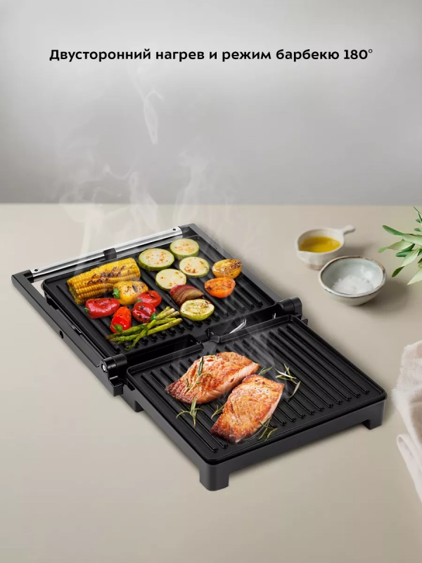 Электрогриль КТ-3661 двусторонний гриль электрический 2000Вт