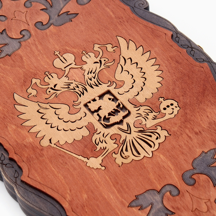 Нарды деревянные большие, резные, настольная игра "Герб", 45 х 45 см