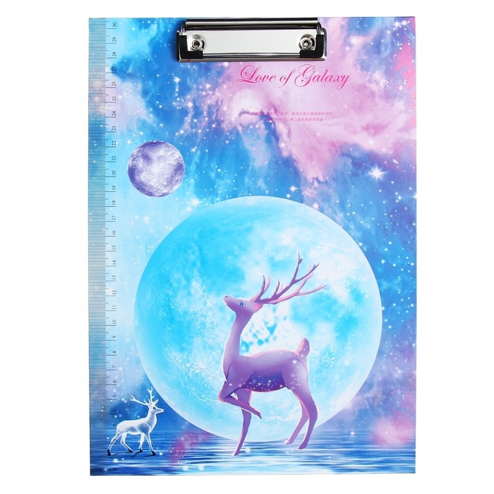 Планшет с прижимом формат А4 картон "Космос", МИКС