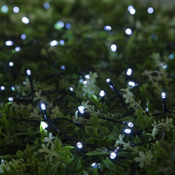 Гирлянда &laquo;Нить&raquo; 10 м, IP44, тёмная нить, 100 LED, свечение белое, 2 режима, солнечная батарея