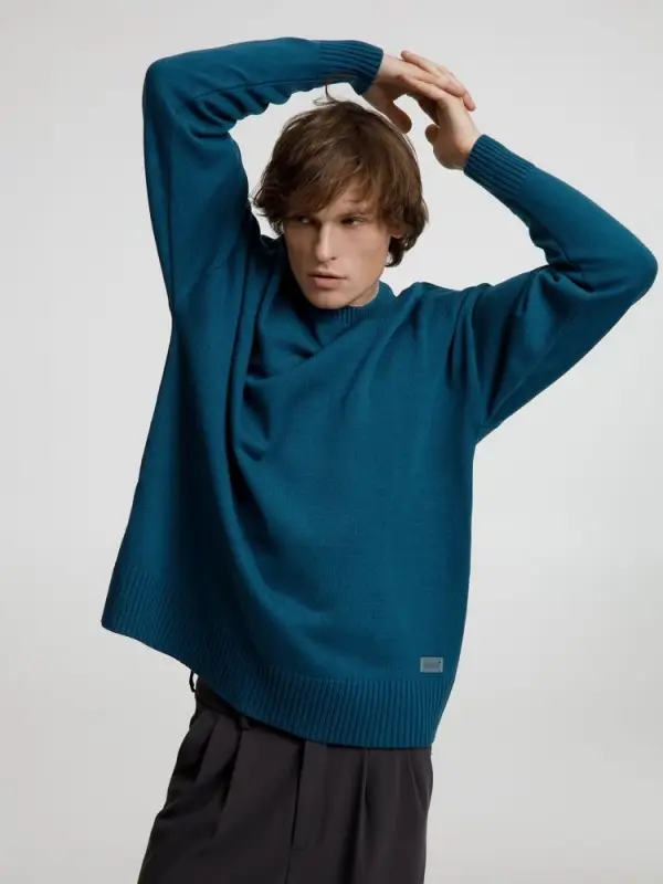 Джемпер оверсайз унисекс Stated в сумке, синий (морская волна), размер S/M