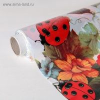 Клеёнка ПВХ &laquo;Божьи коровки&raquo;, ширина 137 см, толщина 0,08 мм, рулон 30 метров