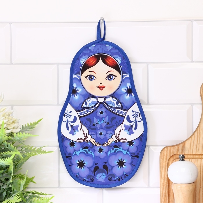 Прихватка &laquo;Матрёшка&raquo;, гжель, сувенирная, 29х20 см