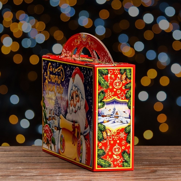 Новый год. Подарочная коробка "Волшебный свиток" , Портфель макси широкий , 37 x 8 x 20,2 см.
