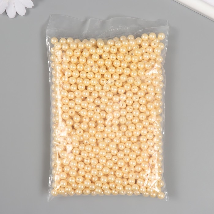 Набор бусин "Жемчуг" d 8 мм, 250 гр, бежевый