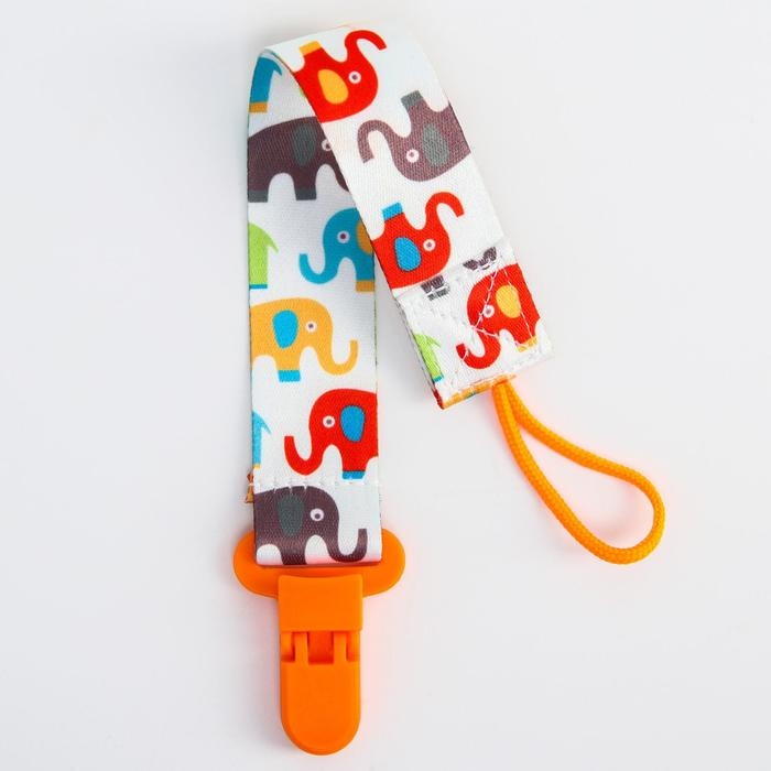 Держатель для соски - пустышки «Слоники», на ленте, 28 см. Держатель для соски - пустышки «Слоники», на ленте, 28 см.