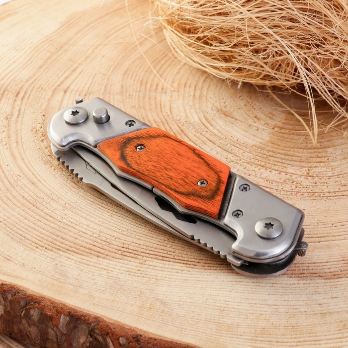 Нож двухклинковый складной Нож двухклинковый складной "Флиппер" 20,3см, клинок 87мм/2,2мм+ фонарик