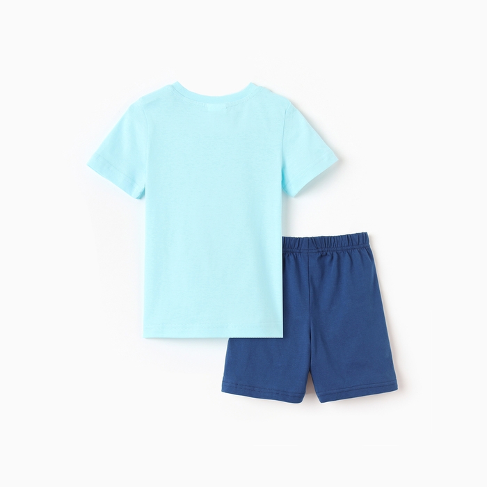 Комплект для мальчика "Киты" (футболка/шорты), цвет голубой/синий, рост 128-134 см