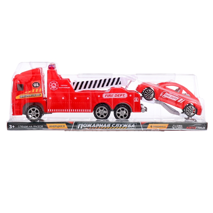 Грузовик &laquo;Эвакуатор&raquo;, инерционный, с машинкой, цвет красный