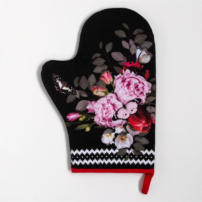 Набор кухонный &laquo;Flowers&raquo; варежка-прихватка 20х28см, прихватка 19х19см,100% хл