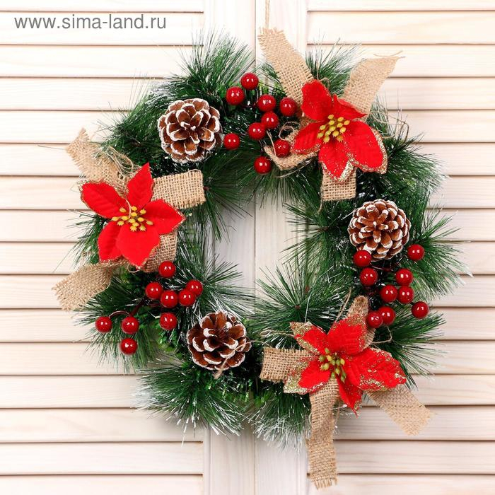 Венок новогодний d-30 см "Цветочное эко"