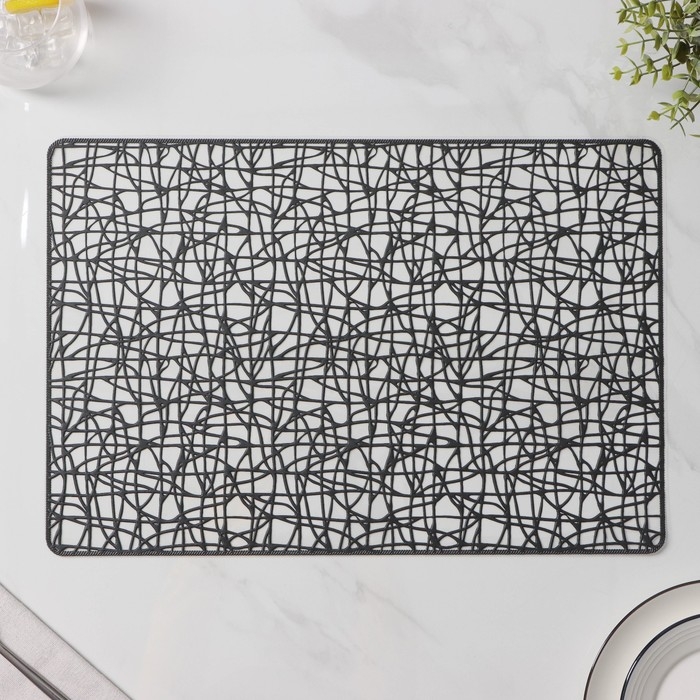 Салфетки сервировочные на стол Доляна &laquo;Милла&raquo;, 4 шт, 30&times;45 см, цвет чёрный