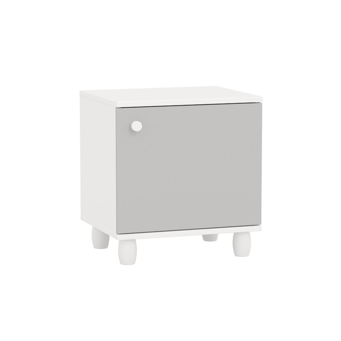 Тумба прикроватная МИЛАНА, Белый Серый, опора массив березы, 450 х 372 х 480