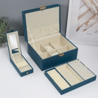 Шкатулка кожзам для украшений сундук"Кулон на сакуре. Узоры" синяя" 26х20х13 см Шкатулка кожзам для украшений сундук"Кулон на сакуре. Узоры" синяя" 26х20х13 см