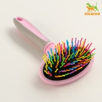 Пуходерка пластиковая мягкая с волнистыми зубьями, средняя, 9,5 х 16,5 см, розовая Пуходерка пластиковая мягкая с волнистыми зубьями, средняя, 9,5 х 16,5 см, розовая