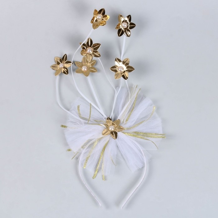 Карнавальный ободок &laquo;Цветочки&raquo;, цвет золото