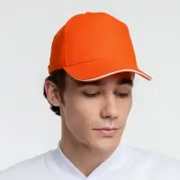 Бейсболка Classic, оранжевая с белым кантом