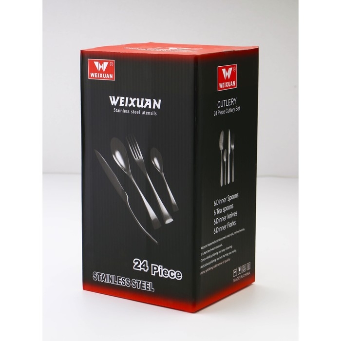 Набор столовых приборов из нержавеющей стали «Руно», 24 предмета, на подставке, цвет серебряный Набор столовых приборов из нержавеющей стали «Руно», 24 предмета, на подставке, цвет серебряный