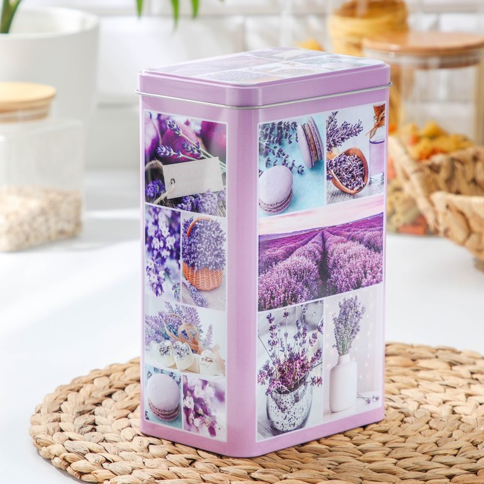 Банка с крышкой для сыпучих продуктов &laquo;Лаванда-3&raquo;, 2,7 л, 9,5&times;21,5 см, прямоугольная