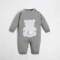 Комбинезон вязаный Крошка Я &laquo;Мишка&raquo; рост 74-80 см, цвет серый