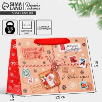 Пакет подарочный новогодний с широким дном «Сказочный подарок», 25 х 19 х 18 см Пакет подарочный новогодний с широким дном «Сказочный подарок», 25 х 19 х 18 см