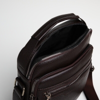 Сумка мужская через плечо TEXTURA, 3 наружных кармана, цвет коричневый