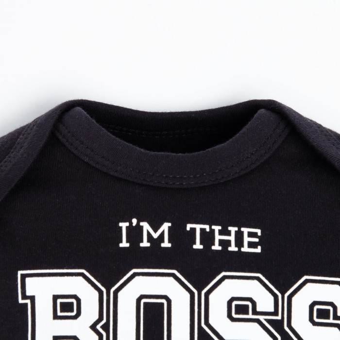 Боди детское с длинным рукавом Крошка Я "Little Boss", рост 62-68 см, цвет чёрный