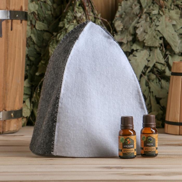 Набор для бани в коробке Набор для бани в коробке "Классика" шапка серая, масло апельсина и пихты
